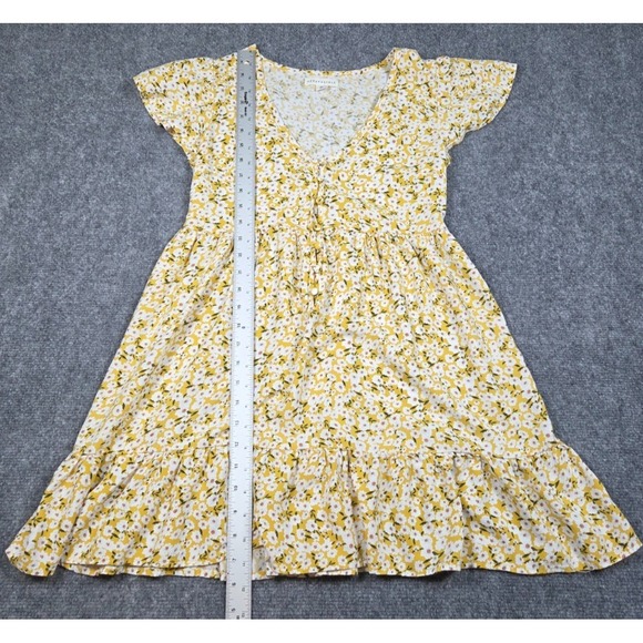 Aeropostale Dress Women Yellow Floral Button Baby Doll Short Sleeve Size S - Picture 2 of 10
